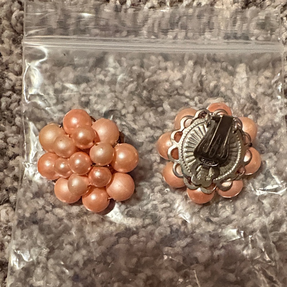 Vintage Peach Clip-On Earrings